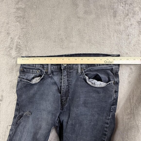 Levis 541 Jeans Mens 34x32 Black Gray Denim Athletic Fit Tapered Leg Distressed - Picture 9 of 16